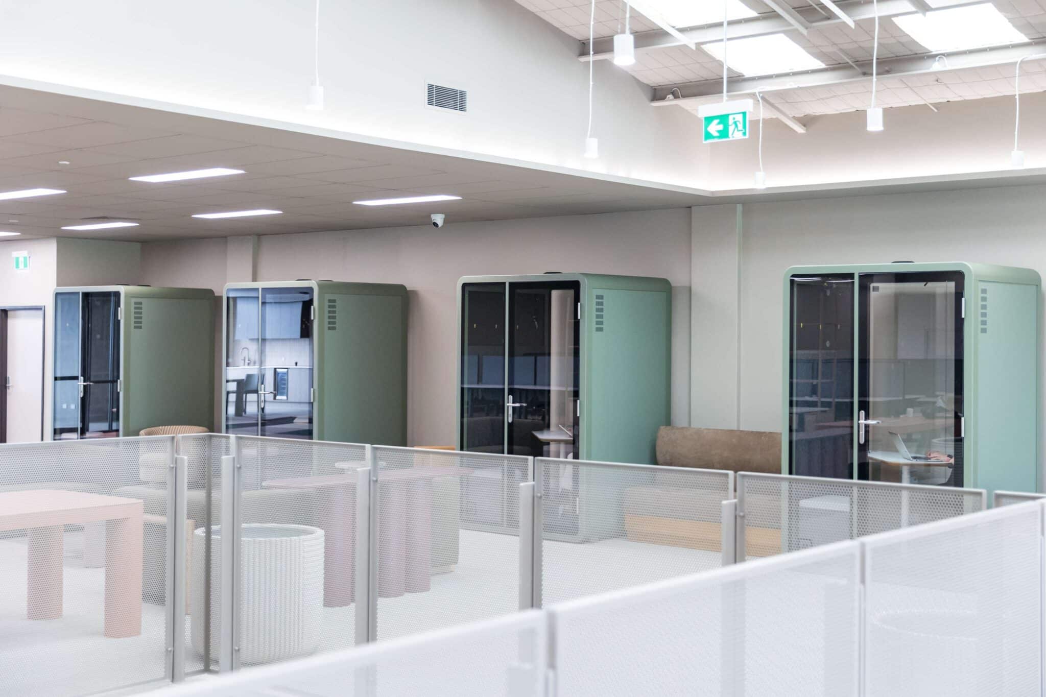 Bureau booths in an open-plan office