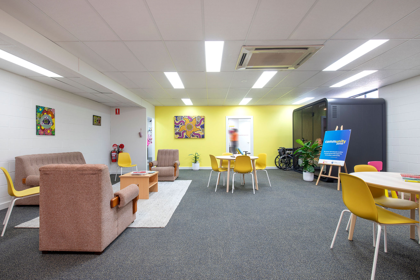 A calm, welcoming community health clinic waiting room