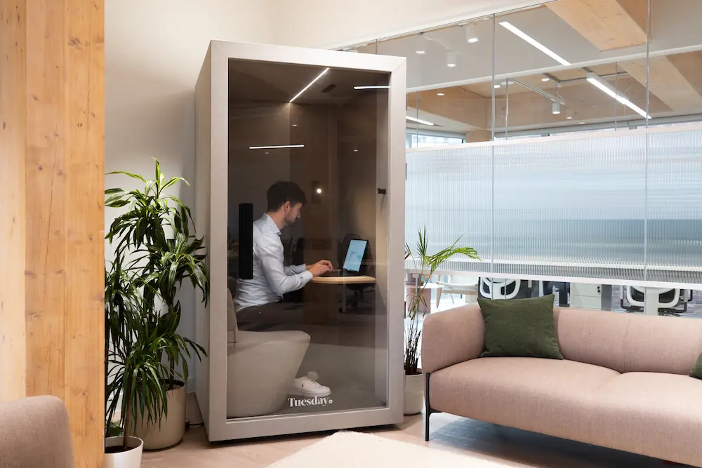 Tuesday booth installed in a real office